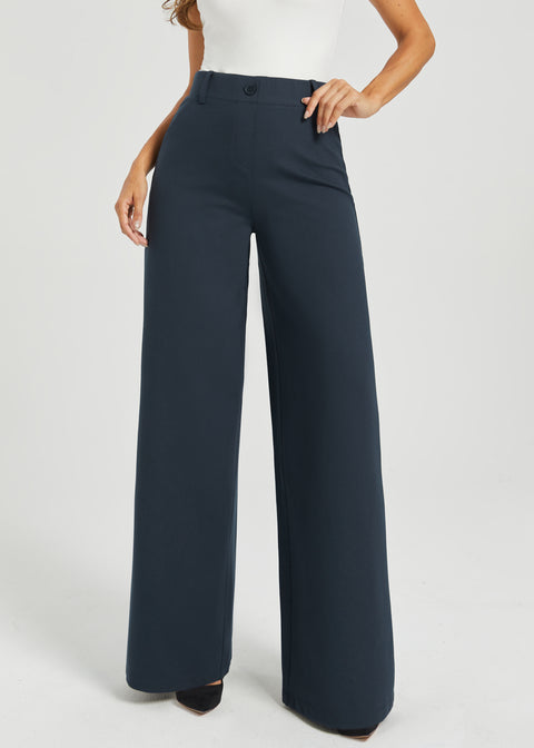 Two-Pocket Dress Pant Yoga Pant | Wide (Navy)