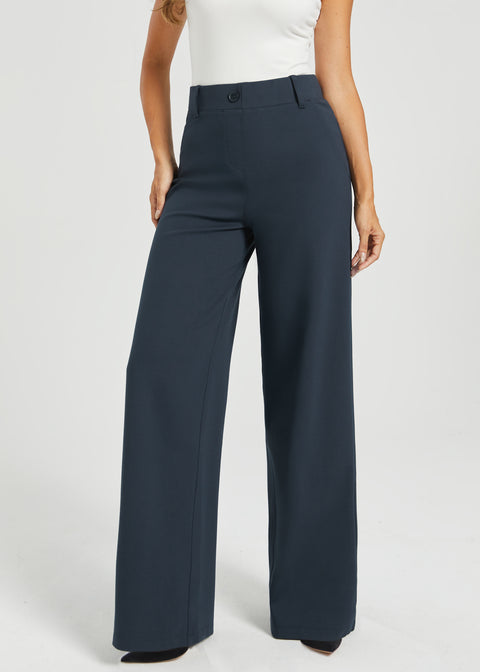 Two-Pocket Dress Pant Yoga Pant | Wide (Navy)