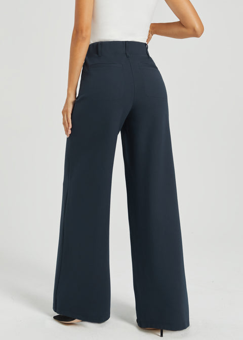 Two-Pocket Dress Pant Yoga Pant | Wide (Navy)