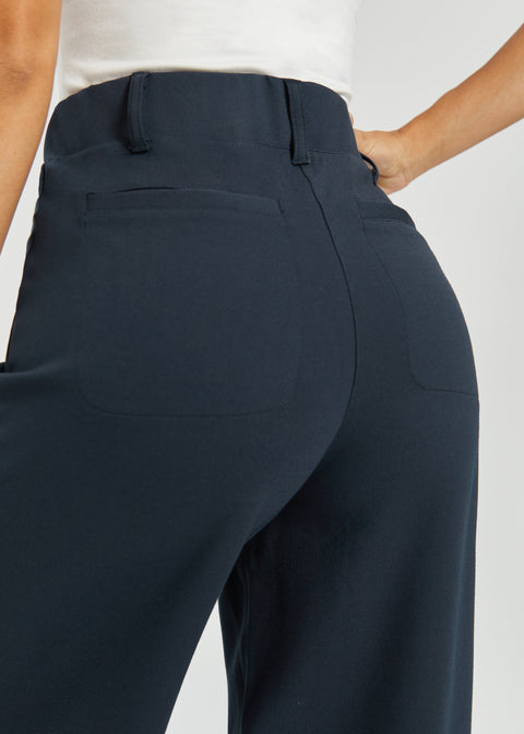 Two-Pocket Dress Pant Yoga Pant | Wide (Navy)