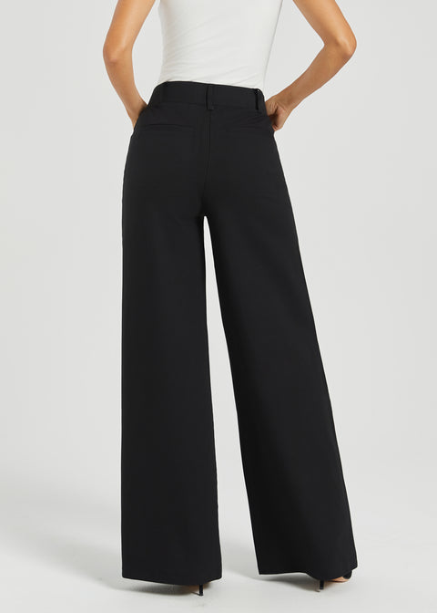 Two-Pocket Dress Pant Yoga Pant | Wide (Black)