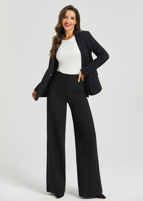 Two-Pocket Dress Pant Yoga Pant | Wide (Black)