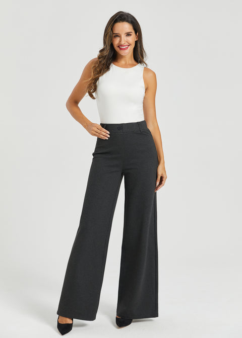 Two-Pocket Dress Pant Yoga Pant | Wide (Charcoal)