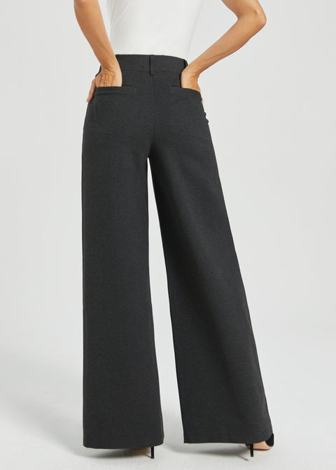 Two-Pocket Dress Pant Yoga Pant | Wide (Charcoal)