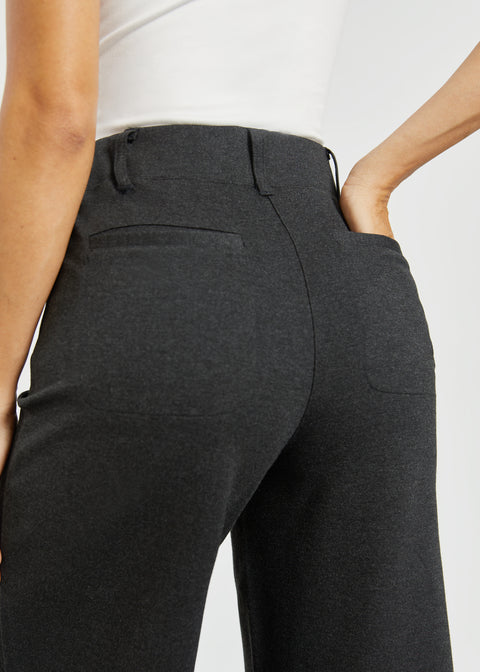 Two-Pocket Dress Pant Yoga Pant | Wide (Charcoal)