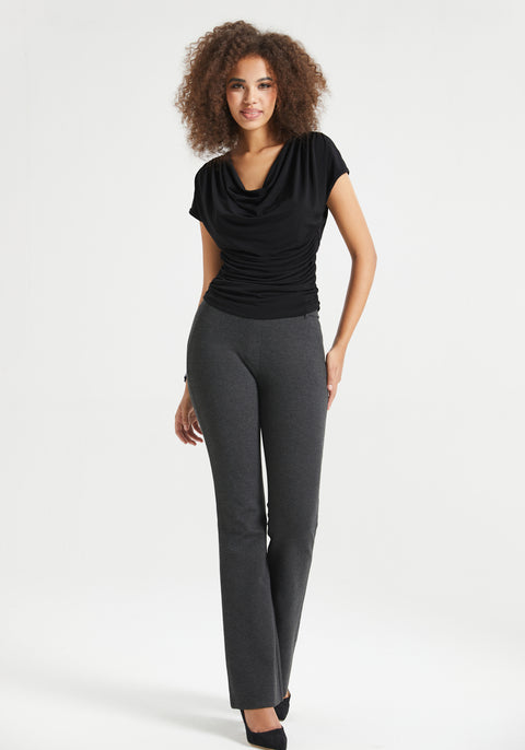 Cap Sleeve Cowl Neck Top (Black)