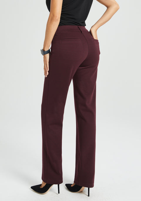⏰ PRESALE | 7-Pocket Dress Pant Yoga Pant | Straight (Burgundy Black Dot)