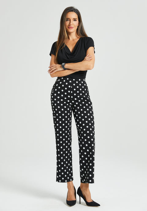 Monroe Crop Trouser | Straight (Black Ivory Dot)