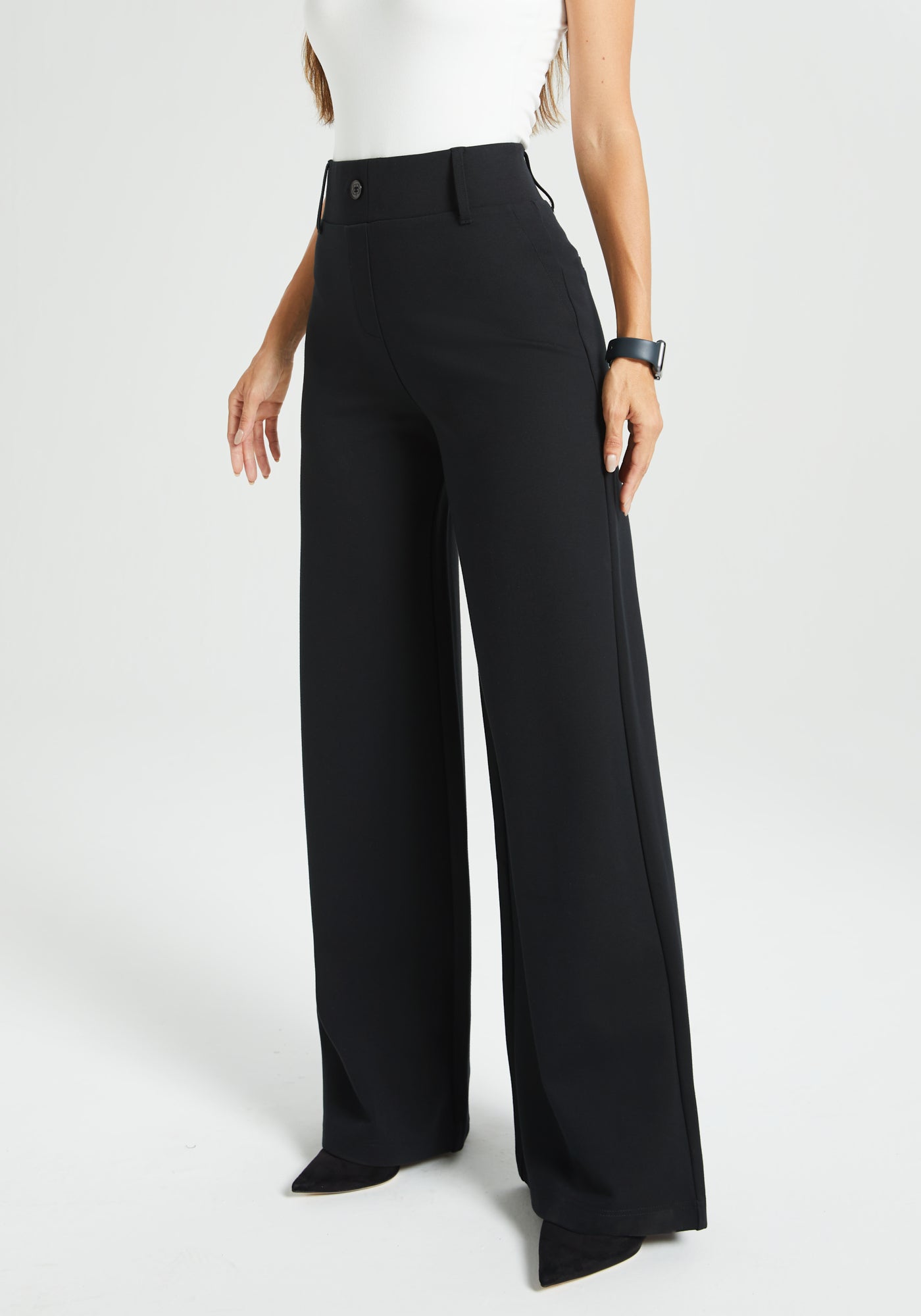 high waisted black dress pants Pantaln de Vestir Tiro Alto Tall Victoria - Negro