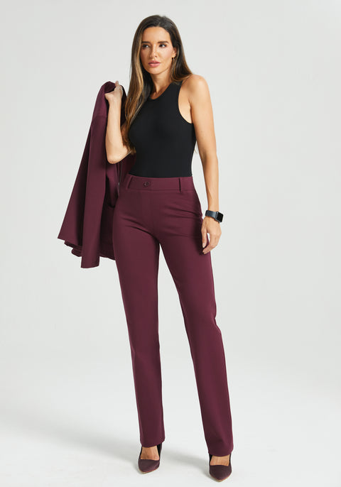 ⏰ PRESALE | Classic Dress Pant Yoga Pant | Straight (Burgundy)