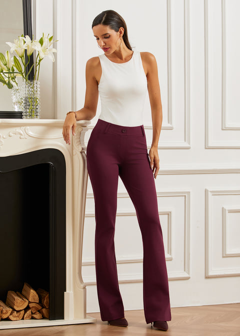 Two-Pocket Dress Pant Yoga Pant | Bootcut (Burgundy)