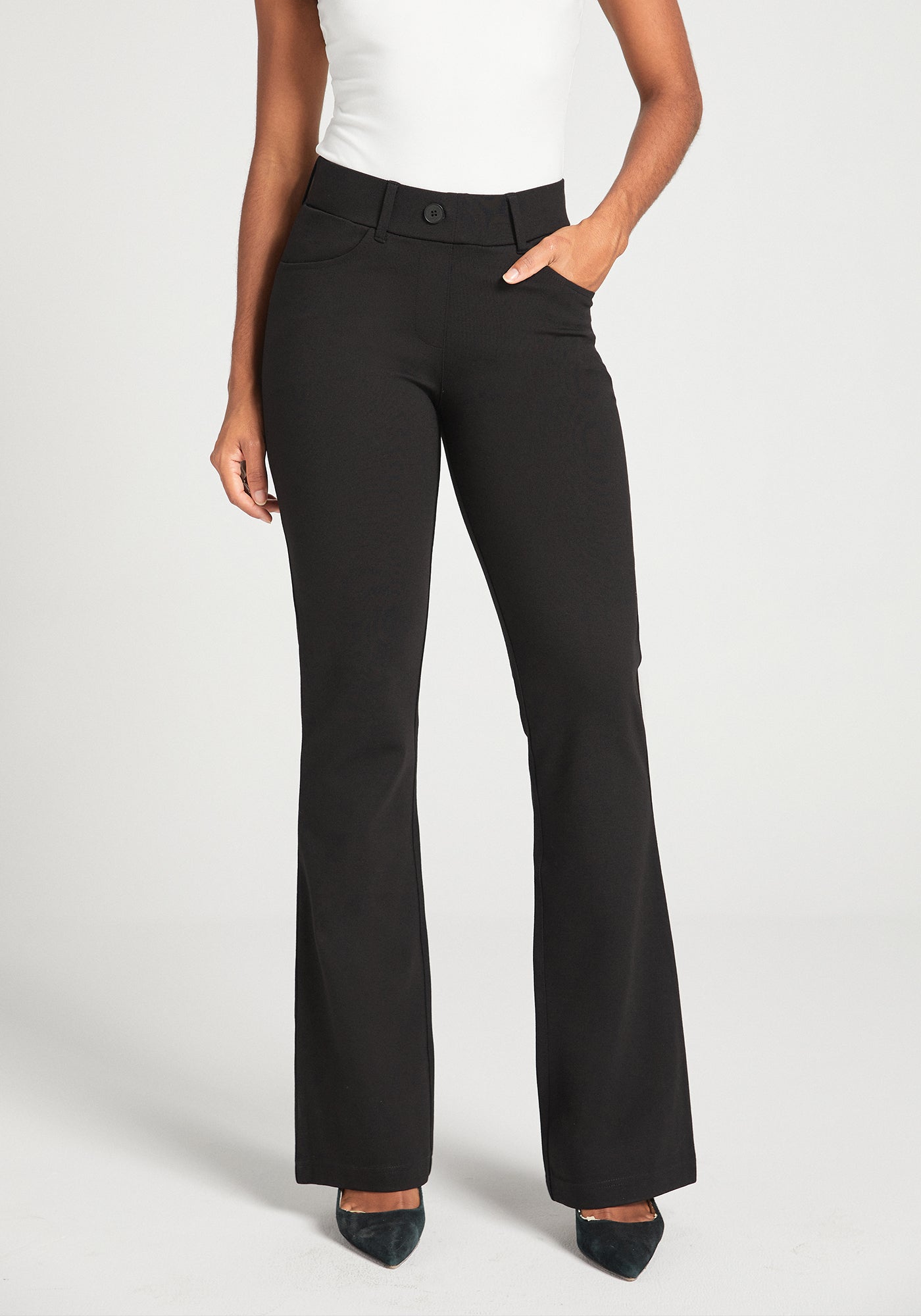 Waist Bootcut Black Dress Pants 7-Pocket Dress Pant Yoga Pant