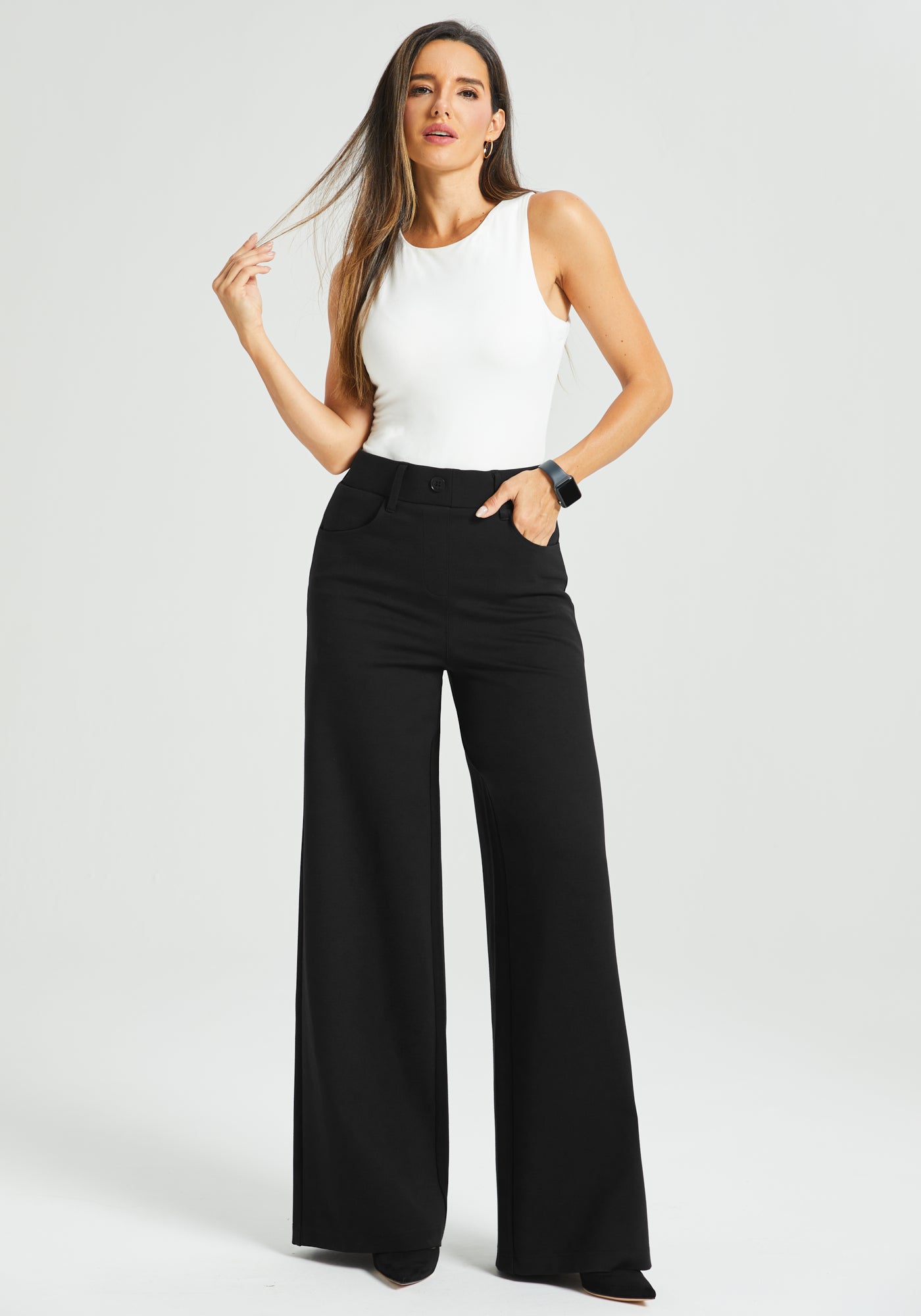 7-Pocket High-Waist DPYP Dress Pant Yoga Pant | Wide (Black) Betabrand 7-Pocket High-Waist DPYP Dress Pant Yoga Pant | Wide (Black) Betabrand