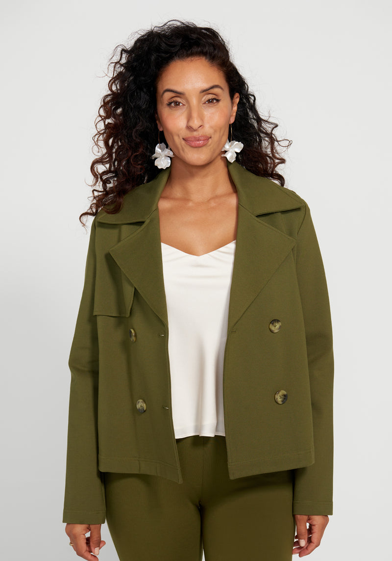 Cropped Peacoat (Dark Olive)