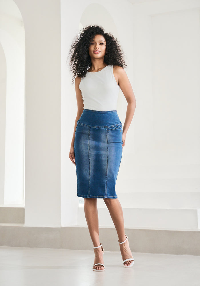 Denim Pencil Skirt (Alamo Wash)