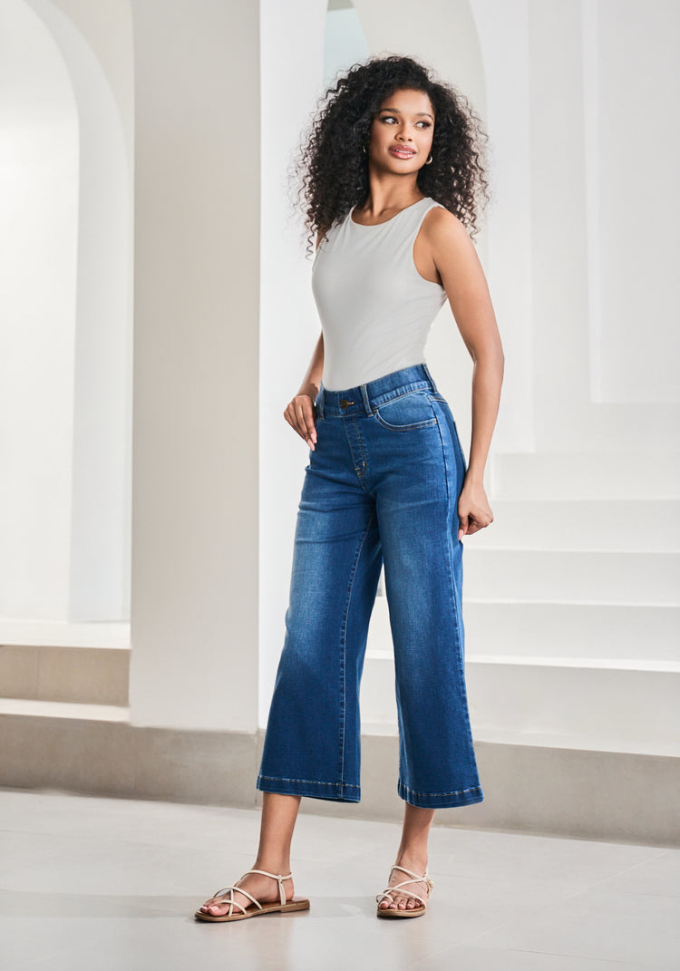 Signature High-Rise Denim | Wide-Leg Crop (Alamo Wash)