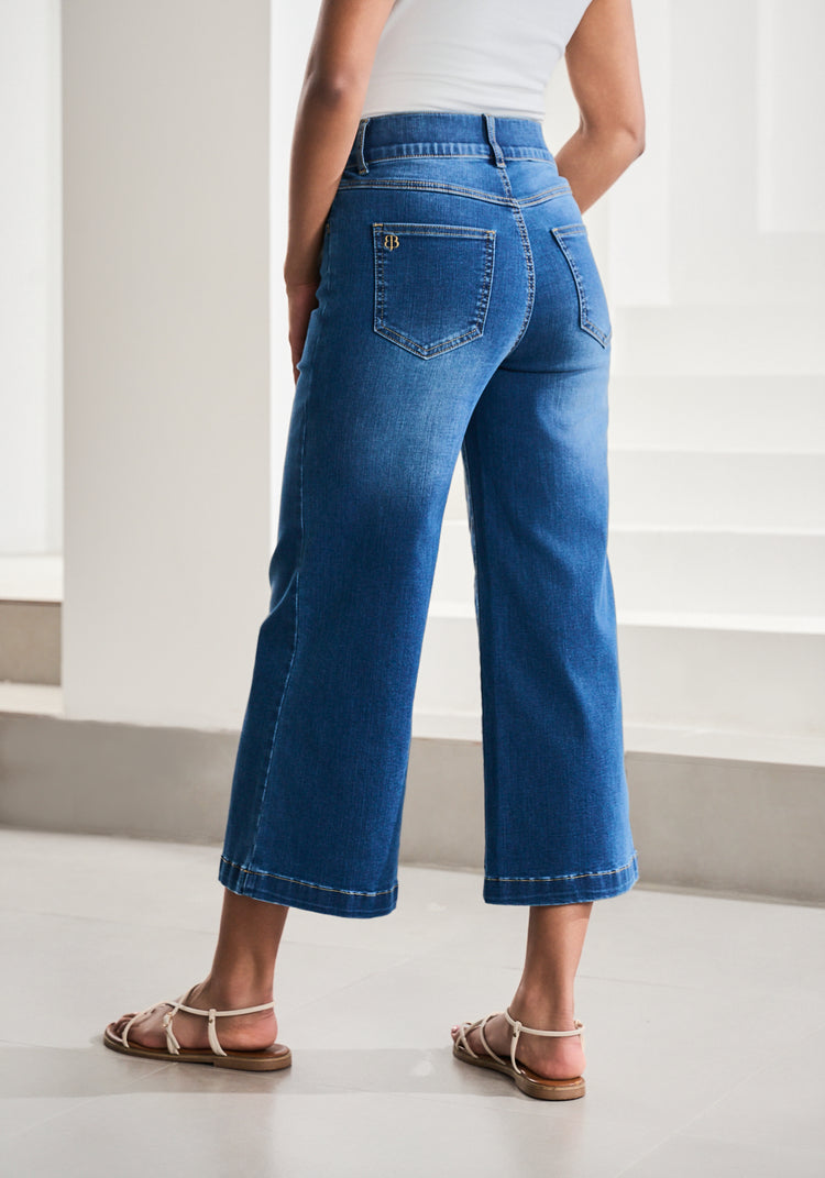 Signature High-Rise Denim | Wide-Leg Crop (Alamo Wash)