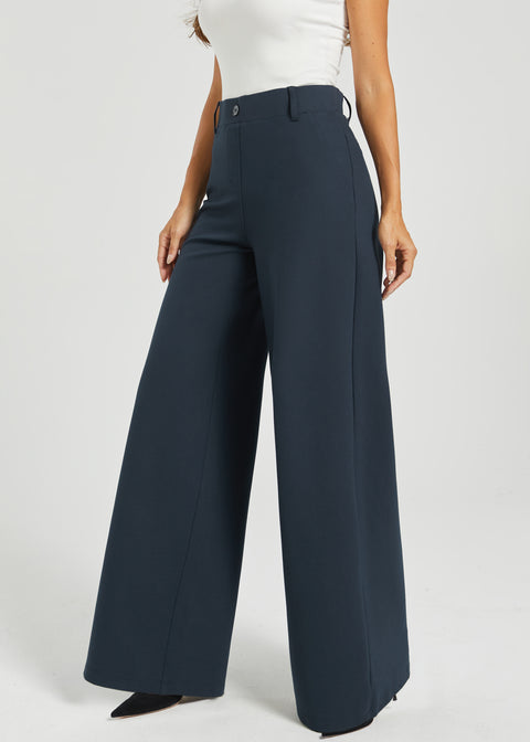 Two-Pocket Dress Pant Yoga Pant | Wide (Navy)