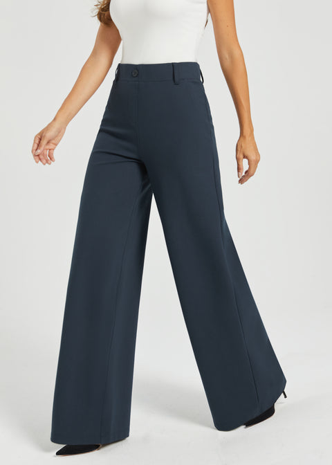 Two-Pocket Dress Pant Yoga Pant | Wide (Navy)