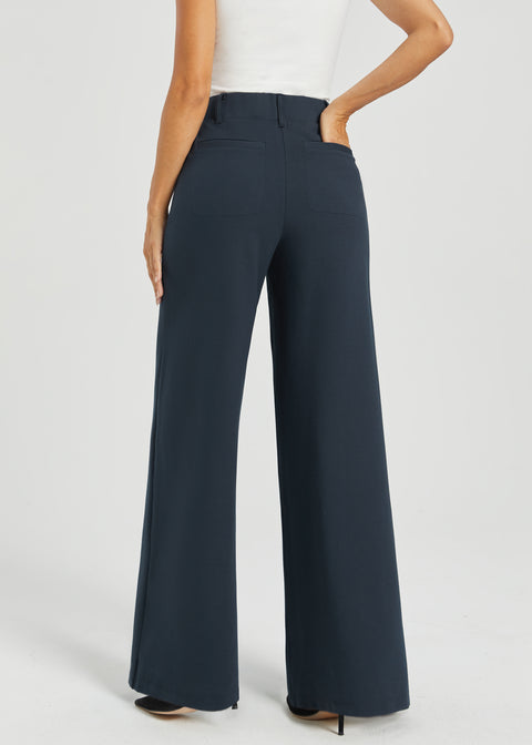 Two-Pocket Dress Pant Yoga Pant | Wide (Navy)
