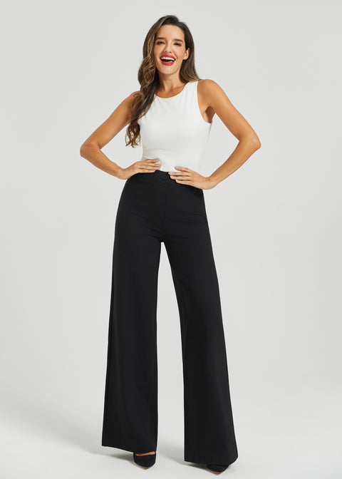 Two-Pocket Dress Pant Yoga Pant | Wide (Black)