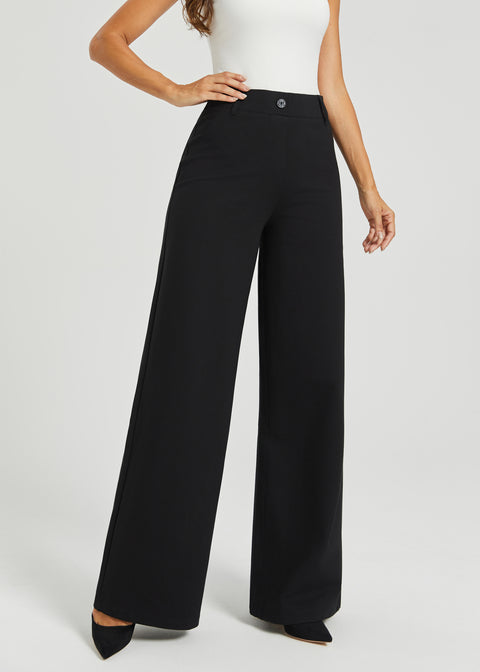 Two-Pocket Dress Pant Yoga Pant | Wide (Black)