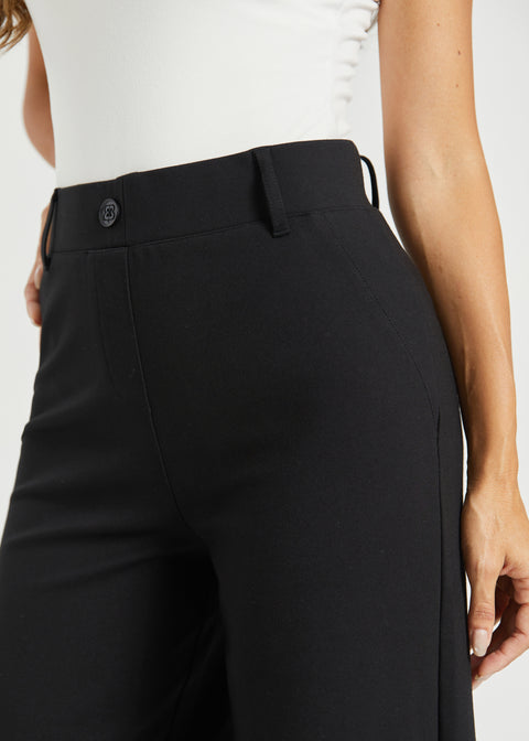 Two-Pocket Dress Pant Yoga Pant | Wide (Black)
