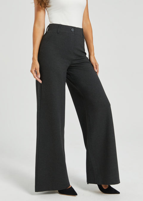 Two-Pocket Dress Pant Yoga Pant | Wide (Charcoal)