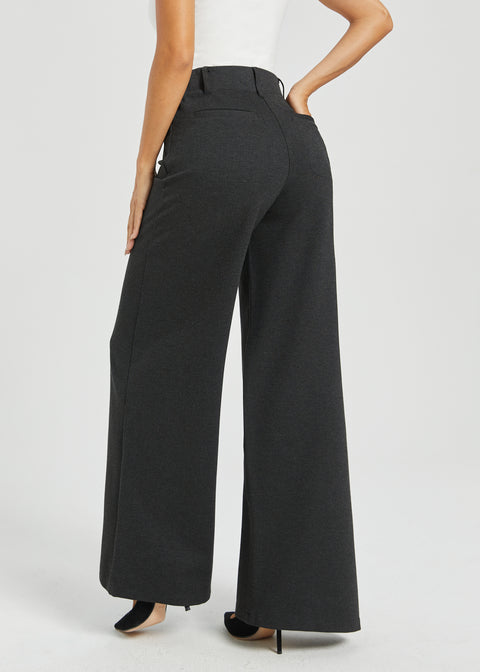 Two-Pocket Dress Pant Yoga Pant | Wide (Charcoal)