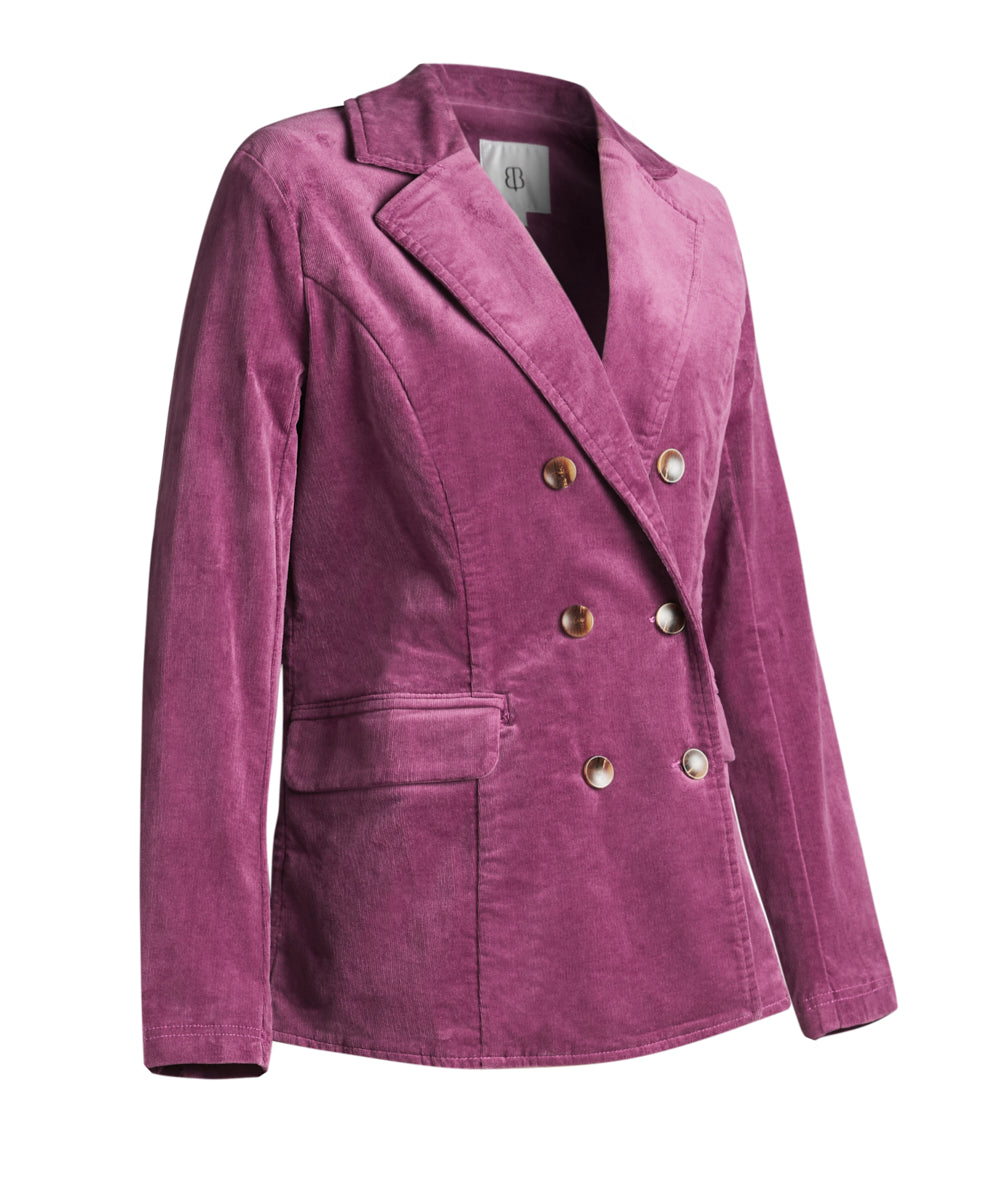 Double Breasted Blazer | Stretch Corduroy (Aubergine)