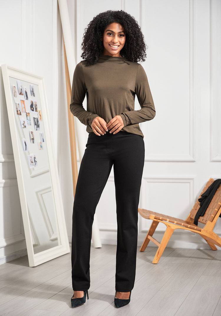 Essential Long Sleeve Mockneck Brown Betabrand
