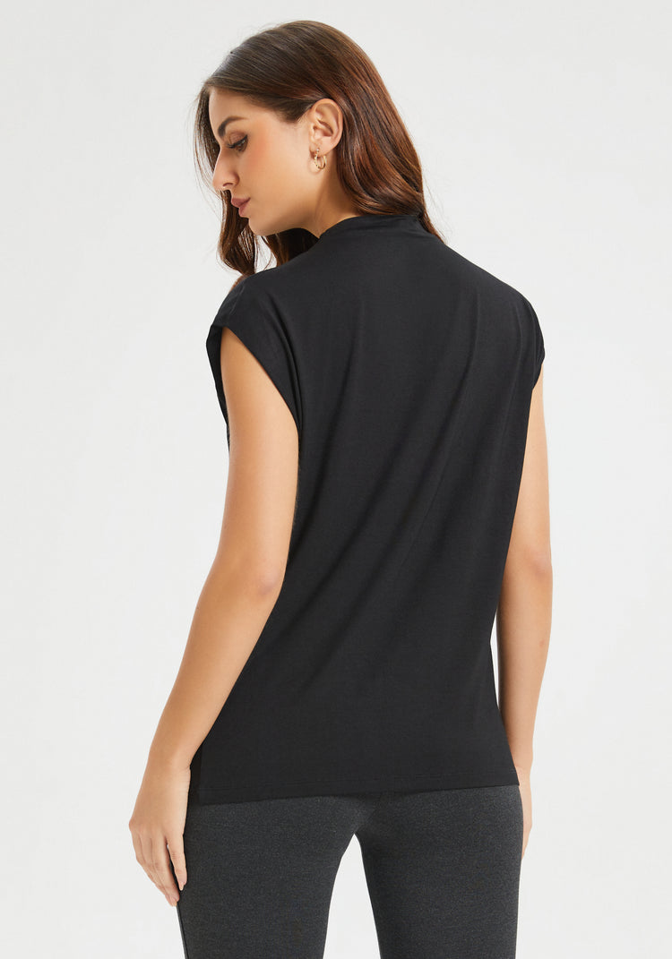 Cap Sleeve Mockneck (Black)