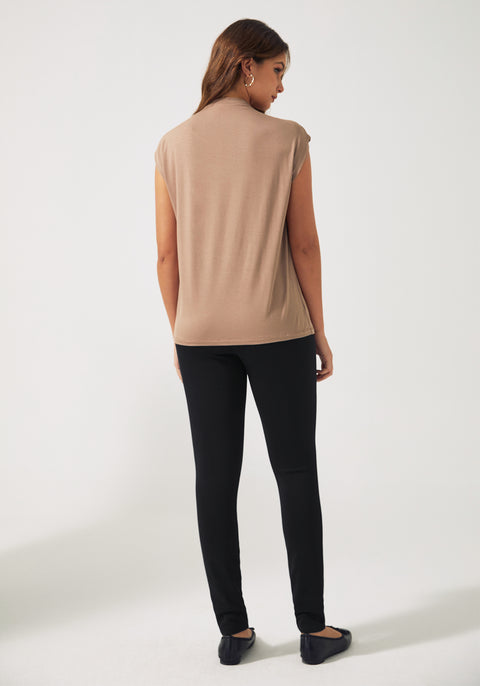 Cap Sleeve Mockneck (Taupe)