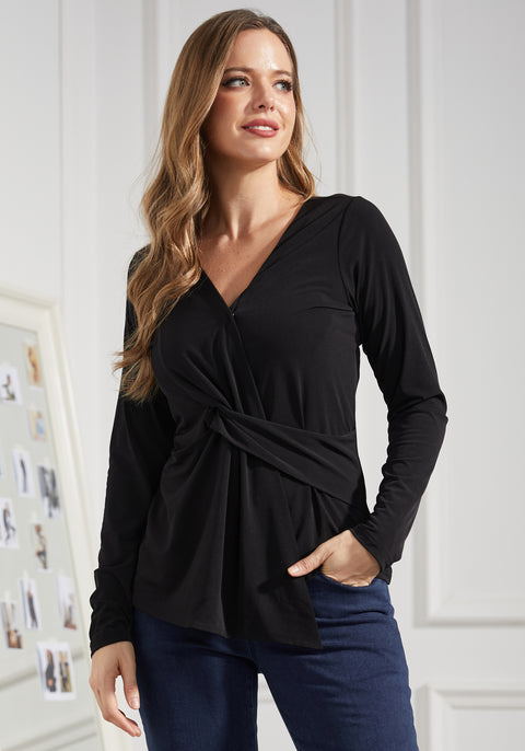 Twist-Front Long Sleeve (Black)