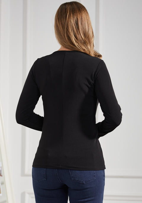 Twist-Front Long Sleeve (Black)