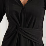 Twist-Front Long Sleeve (Black) - Final Sale