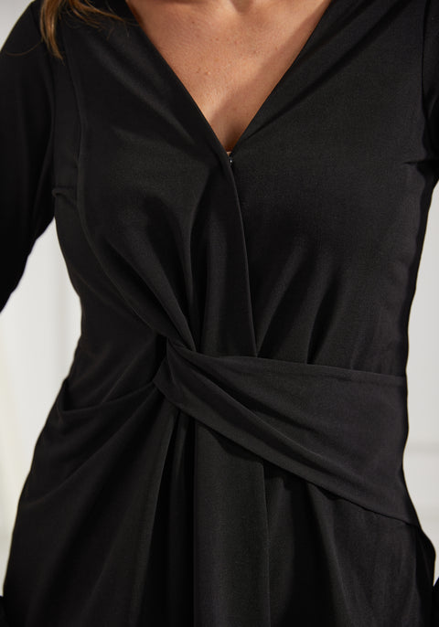 Twist-Front Long Sleeve (Black)