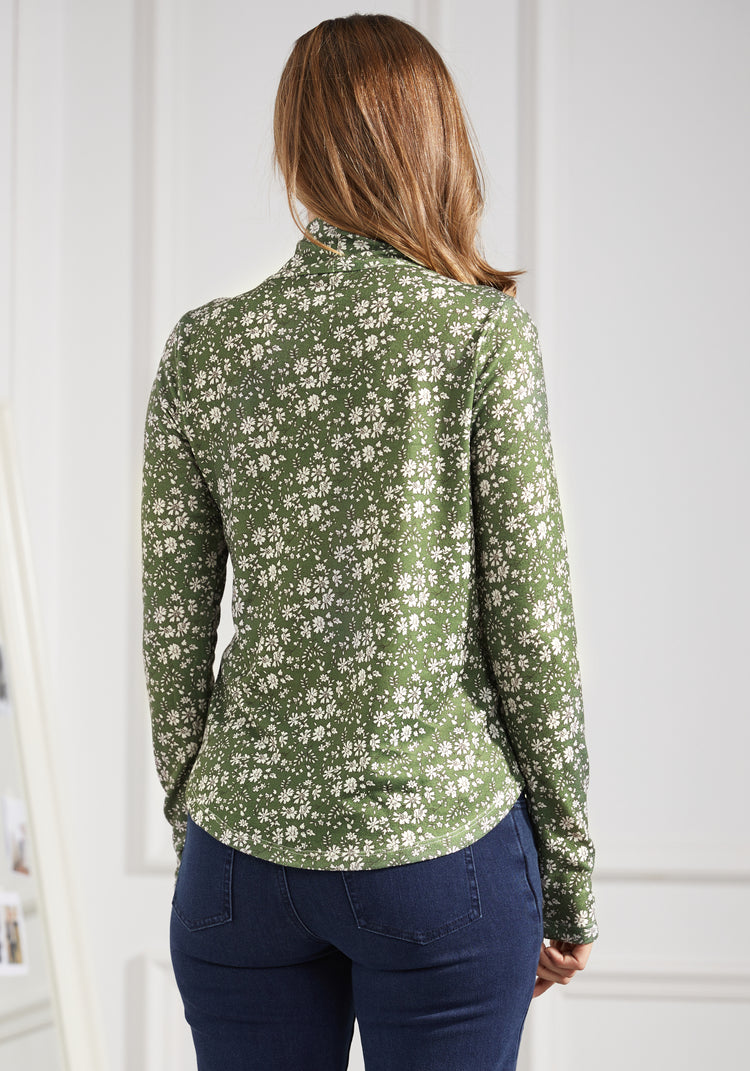 Pleated V-Neck Top (Arcadia Floral)
