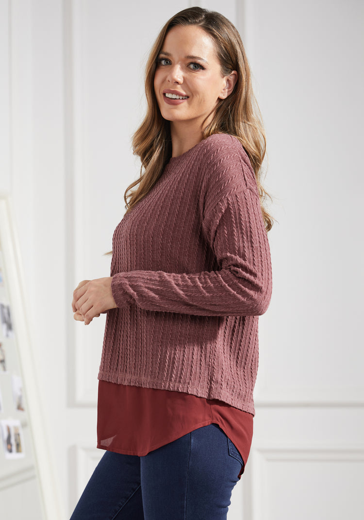 MiniCable Layered Boatneck (Burgundy)