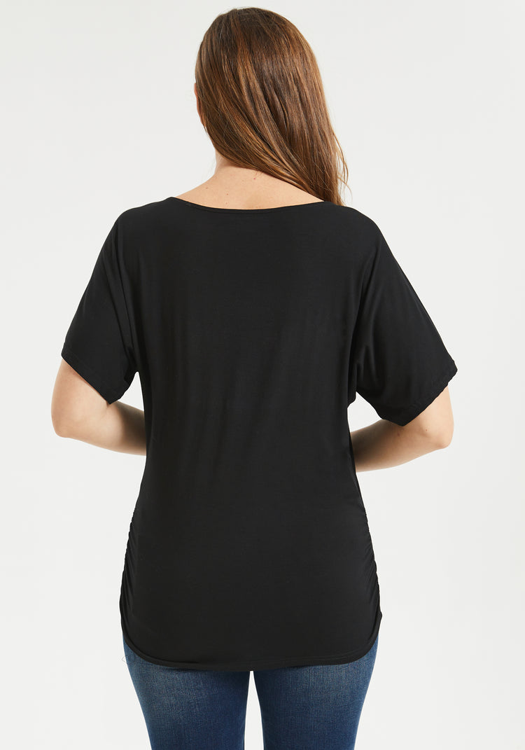 Ruched Dolman Tee (Black)