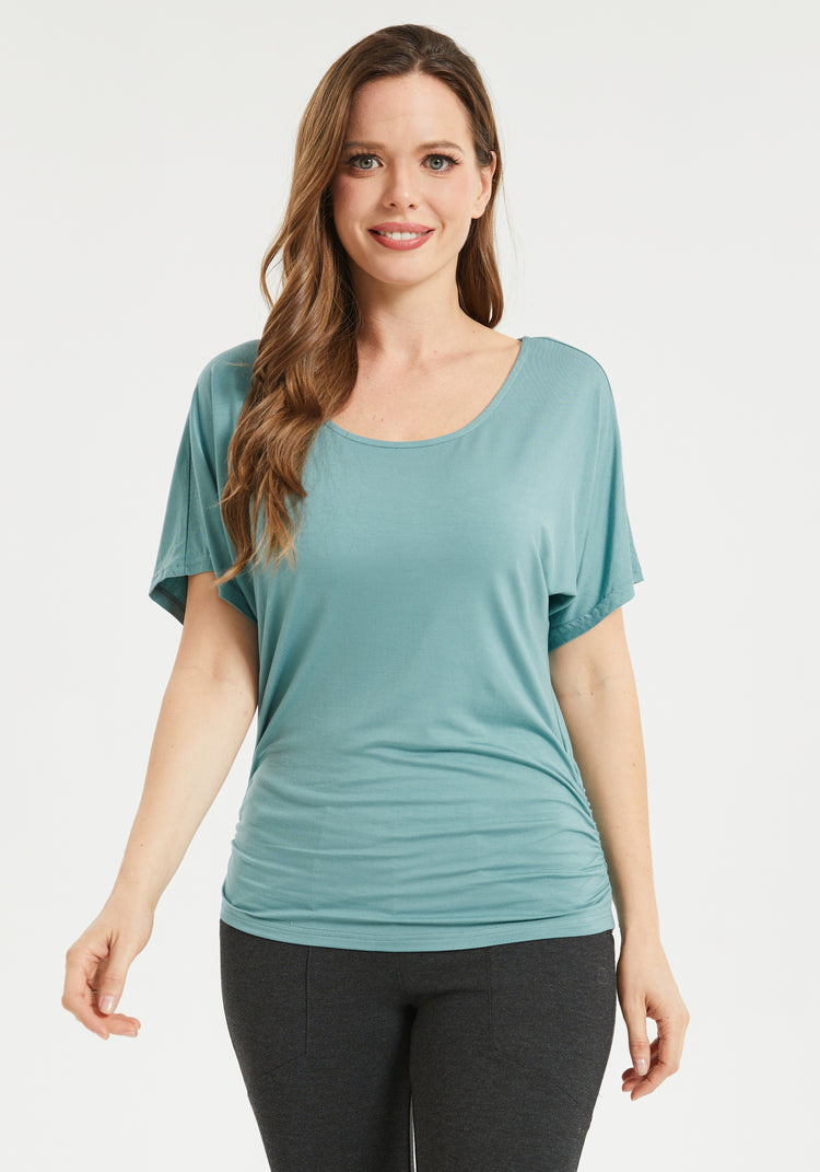 Ruched Dolman Tee (Sage)