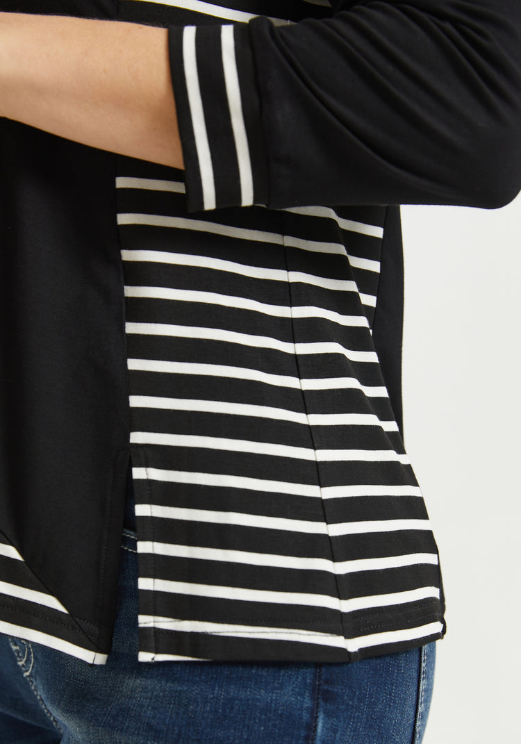 Block Print 3/4 Sleeve Tee (Black)