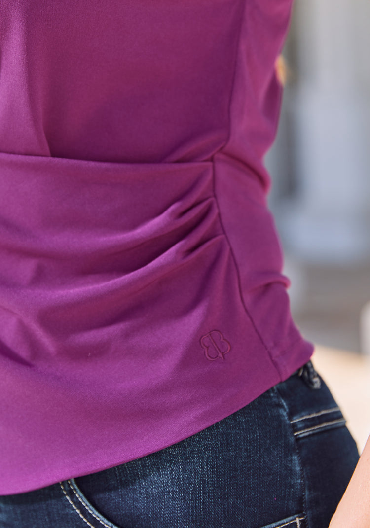 Collared Crossover Top (Berry)