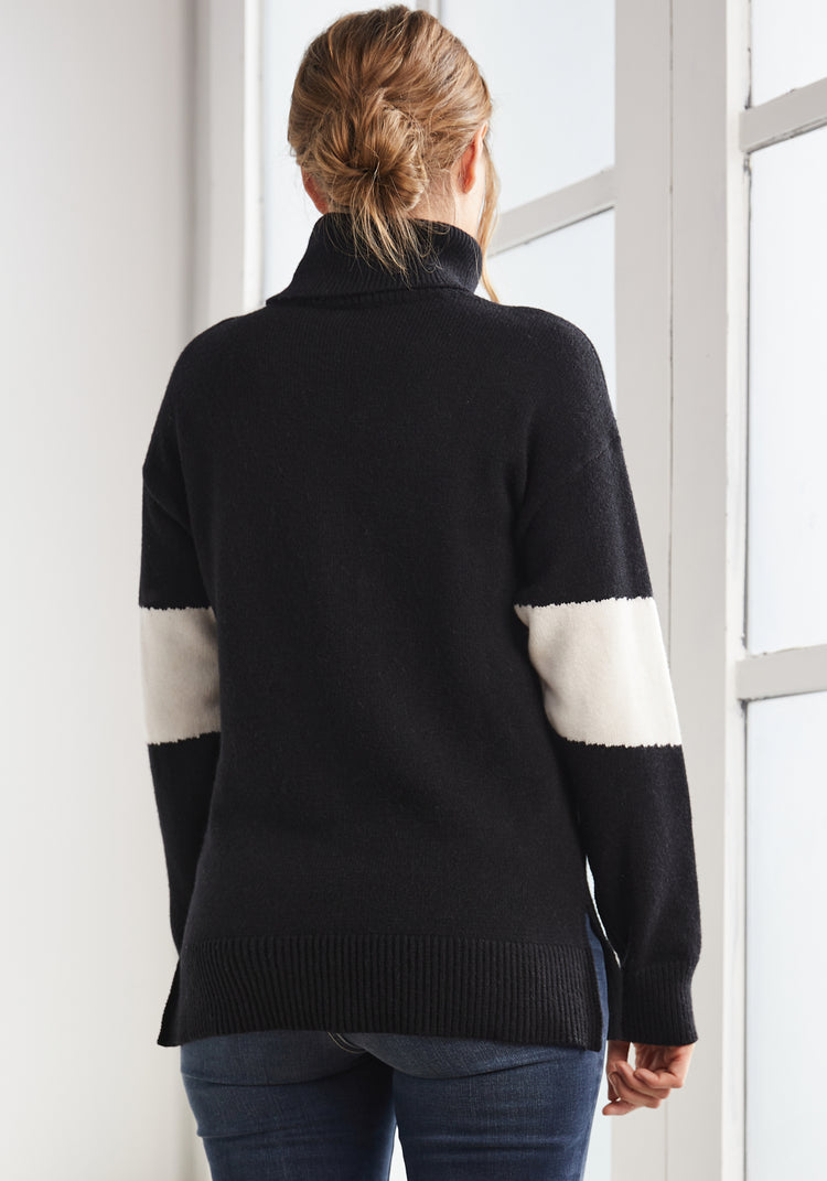 Colorblock Turtleneck (Black)