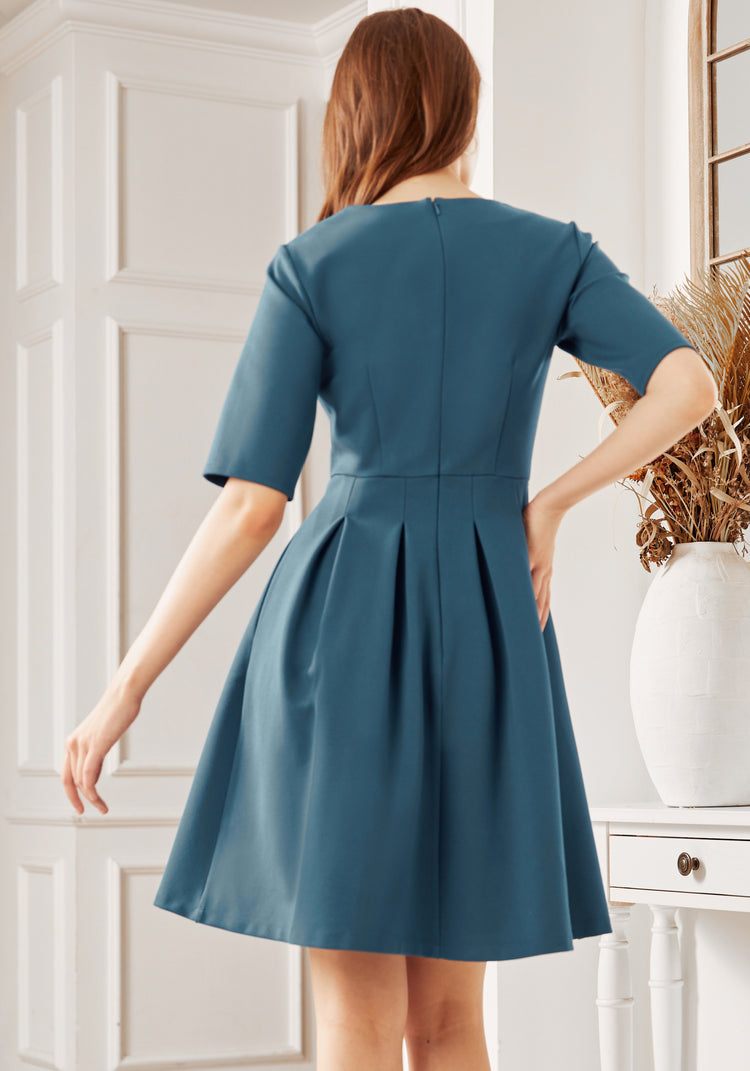 Sculpt & Sway Scoop Neck Dress (Dark Ocean)