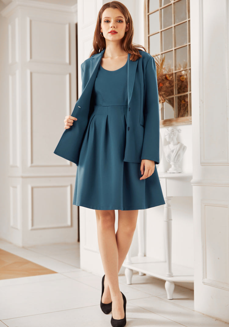 Sculpt & Sway Scoop Neck Dress (Dark Ocean)