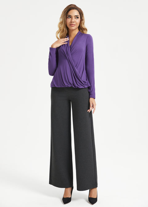 Surplice Long Sleeve Tunic (Aubergine)