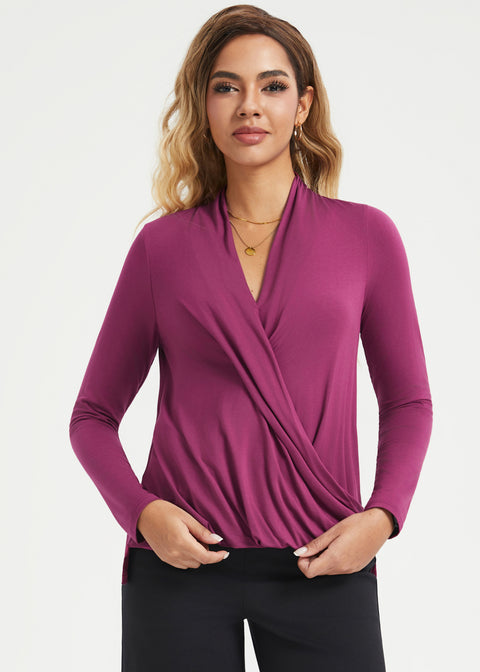 Surplice Long Sleeve Tunic (Burgundy)