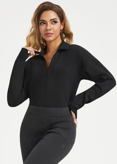 AirFlex Polo Knit Pullover (Black)