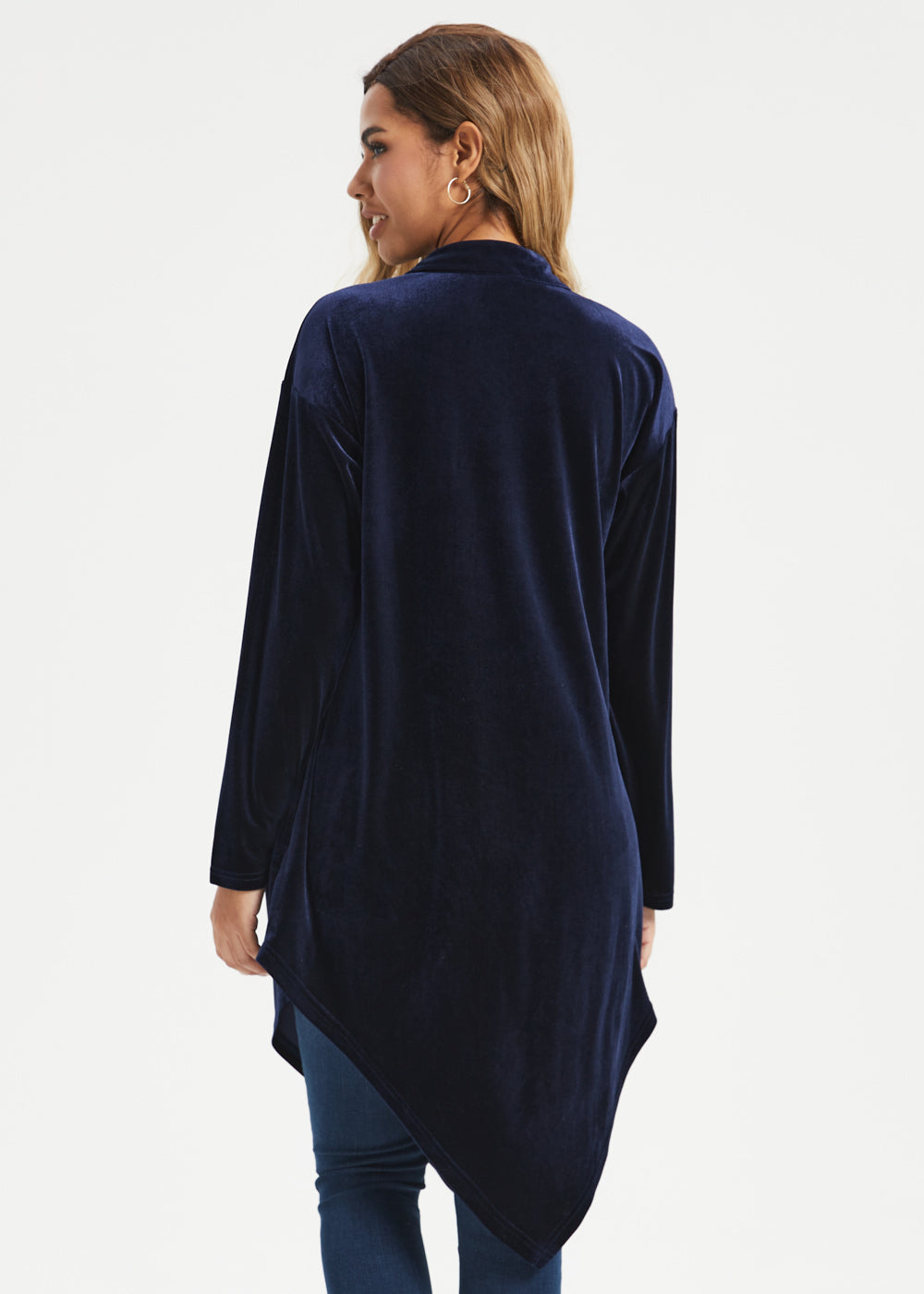 LuxeVelvet Serenity Asymmetrical Tunic (Navy) - Final Sale – Betabrand